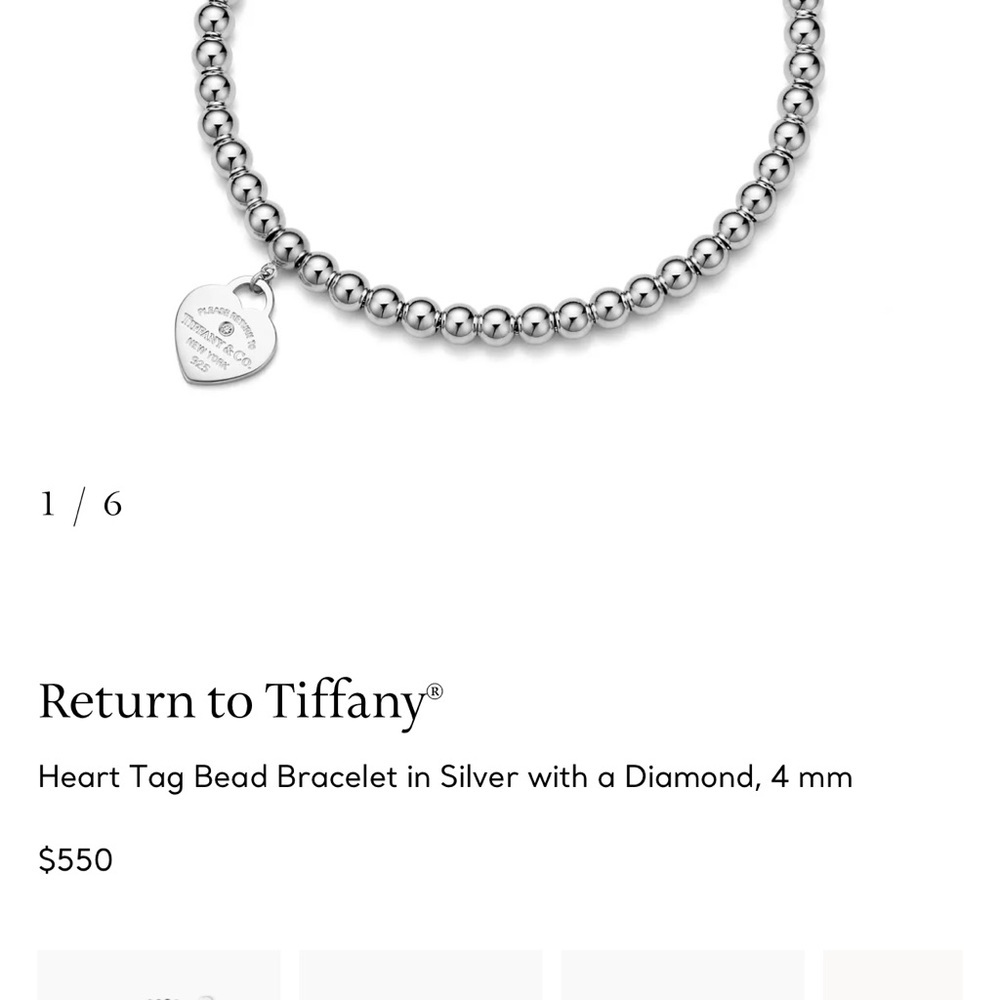 Tiffany & Co. Silver Heart Tag Bead Bracelet - Picture 7 of 7